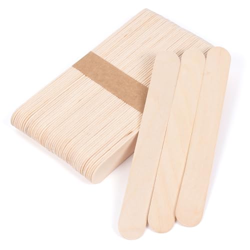 ANTETOK 50 Palitos de Madera para Lollipops, 150mm Palitos Helado para Manualidades, Premium Popsicle Sticks para Proyectos DIY, Creaciones Caseras y Etiquetas para Plantas