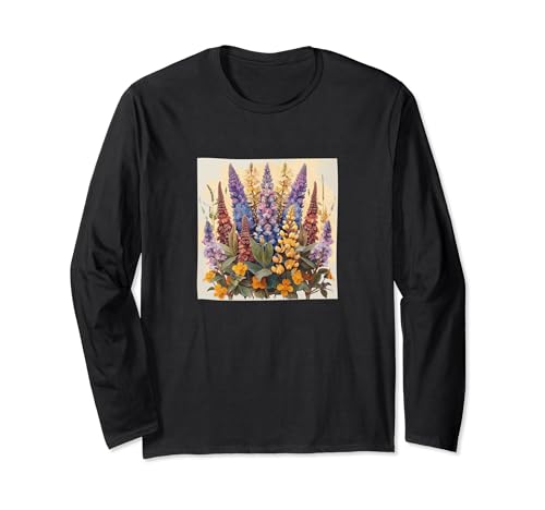 Anise Hyssop Bouquet Floral Pastel Colors Graphic Long Sleeve T-Shirt