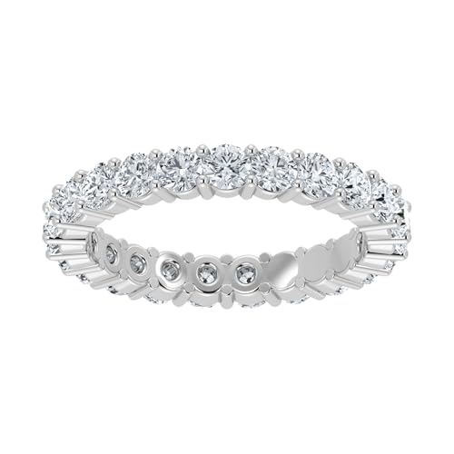 IGI Certified 1.00-2.00 Carat Lab Grown Diamond Eternity Band Ring for Women 14K Yellow & White Gold Jewelry Gift Box Packaging (E-F Color, VS1-VS2 Eye Clean Clarity)