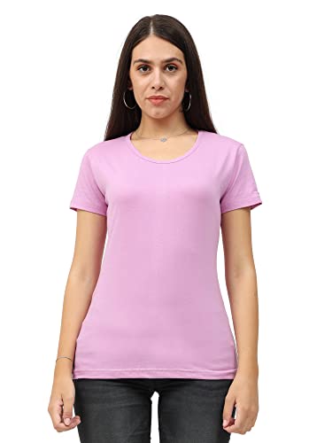 Image of FLEXIMAA Women's Cotton Plain Round Neck Half Sleeve T-Shirt