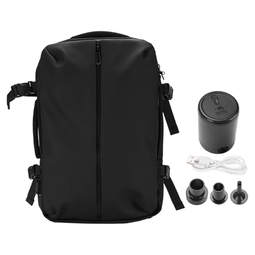SAXOJONON Mochila al vacío, gran capacidad ampliable de 22 L-55 l, bolsa de compresión de viaje impermeable, puerto de carga USB y bomba incluida