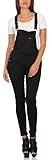 Fashion4Young 10026 Damen Latzhose Latzjeans Röhrenjeans Jeans Hosenträgern Overall (M/38, schwarz)
