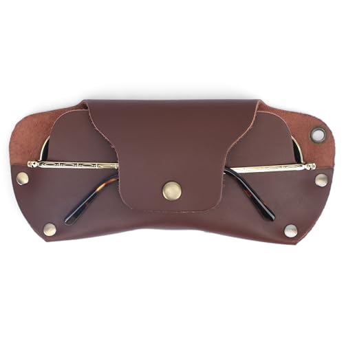 Image of Sunglasses Cases Leather Eyeglass Pouch with Lanyard Portable Soft Eye Glass Case Sunglass Storage Box