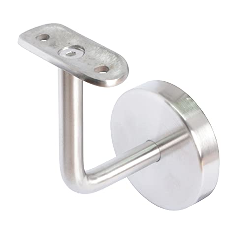 PRIOstahl Support de Main Courante Mural - Fixation à 3 Trous - Avec Rosace de Recouvrement - Diamètre 42,4 mm - Pour Tube Rond en Acier Inoxydable V2A