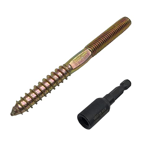 Image of 10pcs M8X90mm Double Thread Self Tapping Screws for Furniture Connector Sofa and Stair Fittings with 1pcs Thread Hanger Bolt Driver