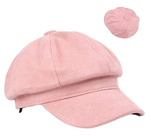 Plaid Newsboy Hat Striped Flat Ivy Visor Beret Cap For Women Tweed 8 Panel Newsie Baker Boy Hat Cabbie Fiddler Pink #TOP17