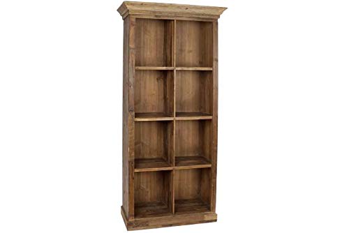 DRW Vitrina con 8 Estantes de Madera Reciclada en Natural 79,5x32,5x200cm