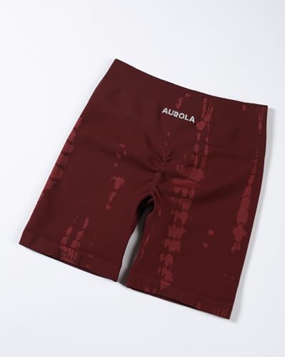 Image of AUROLA Serpent Seamless Scrunch Workout Shorts for Women,Tummy Control Squat Proof Ribbed Thick Active Gym Short