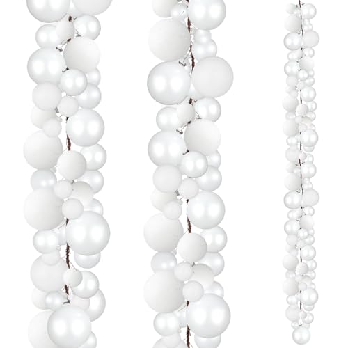 Yuxung 2 Pcs 6 ft Christmas Ball Ornament Garland, White