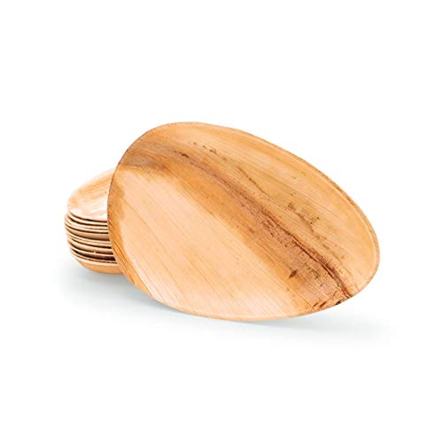 BOX And Tree | 25 Pièces Vaisselle Jetable Biodégradable Assiettes Jetable en Feuille de Palmier 24cm, Compostables, pour Soirée, Mariage, Anniversaire, Matériel Palmier Bois, Bambou
