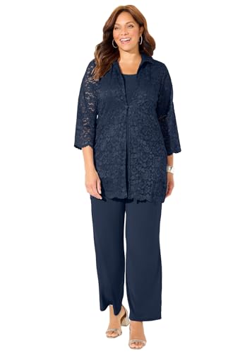 Catherines Women's Plus Size 3-Piece Lace Pant Set