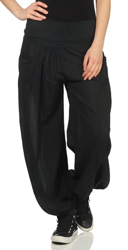 Malito Donna Pantaloni di Stoffa Pump Pantaloni Aladin Libero Tuta 17633 (Nero)