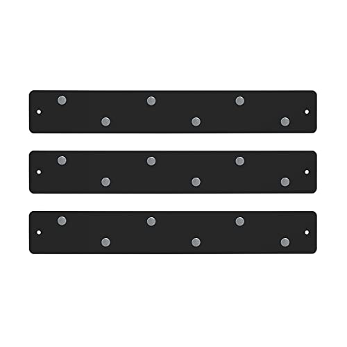 Three By Three Seattle 14 X 2.5 Inch Metal Mini Strip Frameless Magnetic Bulletin Board With 6 Magnets For Memos, Photos, Lists, And More In Office, Home, Or School Décor (3 Pack, Black) #TOP20