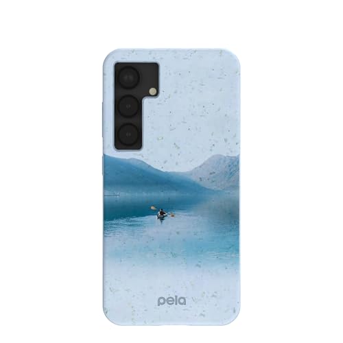 Pela | Phone Case Compatible with Samsung Galaxy S25 | Landscape and Mountains Collection | Supports Wireless Charging | Cute Eco Friendly | Powder Blue Serene