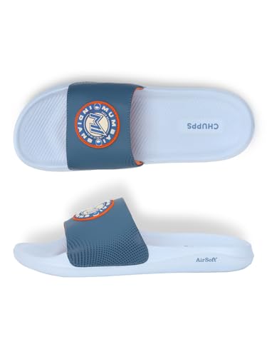 Image of CHUPPS Mi Ace Orange Navy Drift Orthopedic Slippers | Soft Footpharma Footbed | Breathable Ventilation Holes | Lightweight Flip Flops | Anti-Skid Chappals for Everyday For Mens