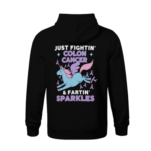 Kids Retro Colon Cancer Funny Unicorn Farting Sparkles Boys Girls Lightweight Kangaroo Pocket Fleece Hoodies3