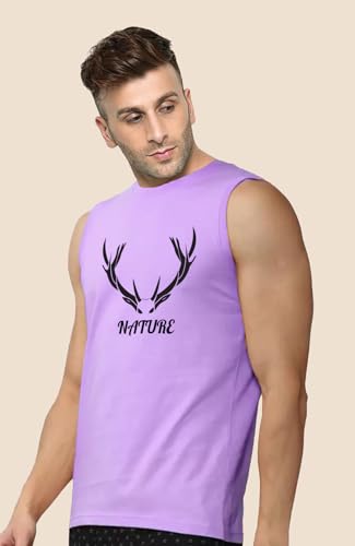 Image of Men's Sleeveless T-Shirt - 100% Pure Cotton, Nature Print - Comfortable Breathable Gym Tank Top