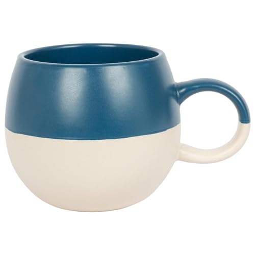 Image of Nicola Spring Stoneware Mug - 340ml - Navy - Pack of 1 - Sphere Glazed Ceramic Coloured Mugs Kitchen Stoneware Latte Tea Cups Latte Colourful Coffee Cups for Tea, Hot Chocolate, Coffee
