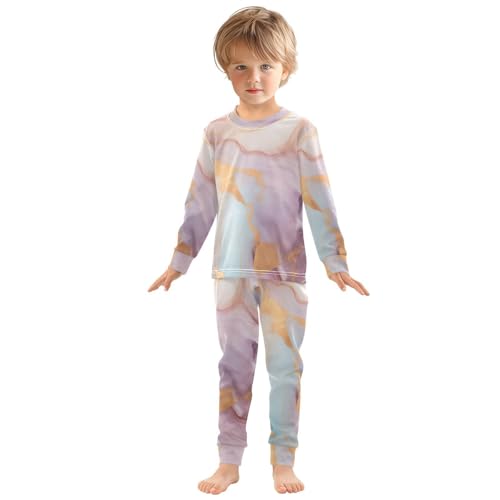 senya Pajama Set Golden Waves Pink Marble 2 Piece Pjs Set Fit Basic Cotton Sleepwear for Daily-18M3