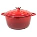 Produktbild Nilpferd Gusseisen Topf Bratentopf Schmortopf Brotbacktopf mit Deckel und Griffen 22cm/3l Rund Rot Emaille Bräter mit Deckel Backofengeeignet Induktion zum Braten Schmoren Kochen