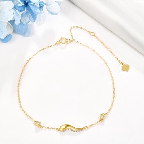 14k Real Gold Animal/Italian Horn/Sun/Mom Bracelet Cute Bracelets For Women Girls Christmas Birthday Valentine'S Day Gift2