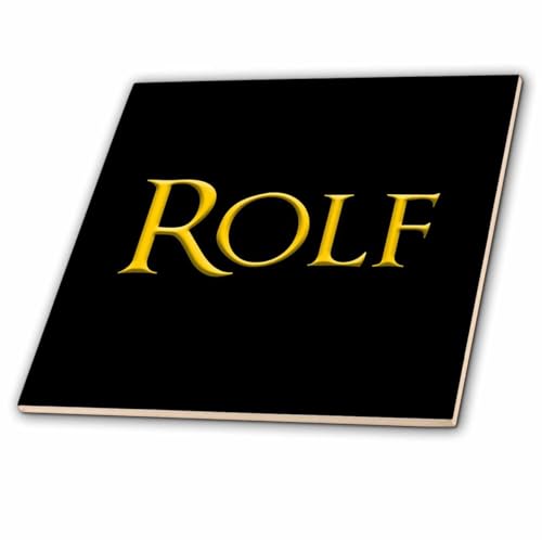 8 Inch Glass Tile - Rolf Popular Baby boy Name in America. Yellow on Black Gift or Charm Alexis Design - Popular Male Names in USA