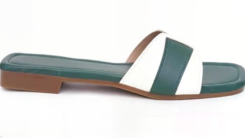 Image of Women's Square Toe Buckle Strap Flat Slides