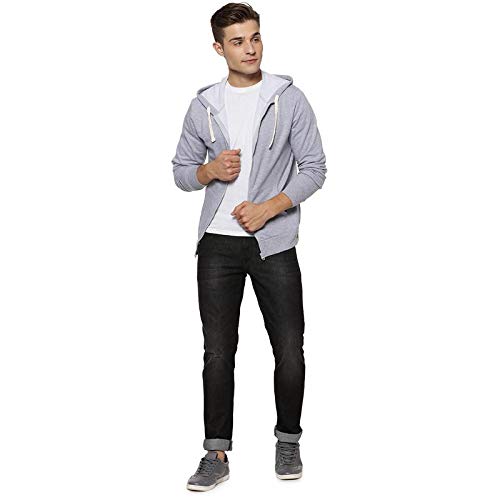 Image of CAHOOT Men's Zip-Front Hoodie with Contrast Drawstring for Casual Wear | Long Sleeve | Hooded Neck | Zipper Closure | Cotton Sweatshirt Crafted with Comfort Fit for Everyday Wear