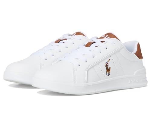 POLO RALPH LAUREN Girl's Heritage Court III (Little Kid) White/Tan 12 Little Kid M