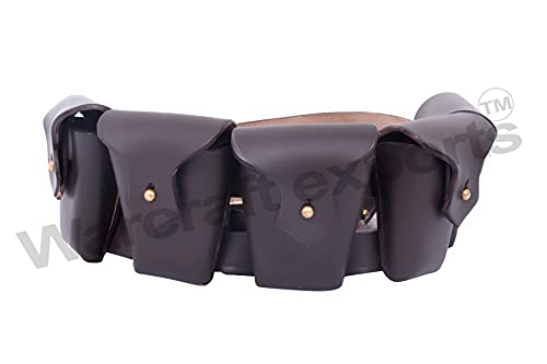 British Army Infantry Military Reproduction Genuine Leather Brown 5 Five Pocket Pouches P1903 1903 Ww1 Wwi & Ww2 Wwii Ammo Clips Rounds Shoulder Rig Bandolier #TOP2