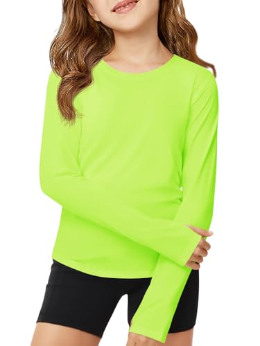 Reviews de Ropa de Balonmano para Niña - 5 favoritos. 44 Haloumoning - Camisetas deportivas de manga larga para niñas, camisetas ligeras de yoga, cuello redondo, con agujeros para el pulgar, Verde fluorescente, 7-8 Años