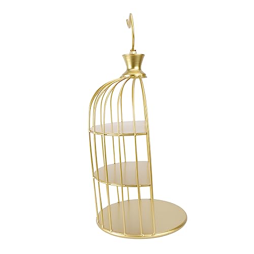 VALICLUD Multi Layer Bird Cage Cake Stand Elegant Dessert Display Rack for Weddings Parties Home Decor Metal Snack Holder with Three Trays Golden