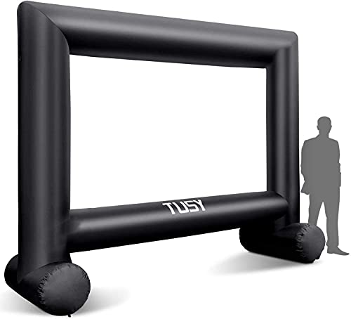 16ft Outdoor Projector Screen - TUSY Inflatable Movie Screen Outdoor Projection Screen for Party Games Home Theater Cinema with Fan, Storage Bag
