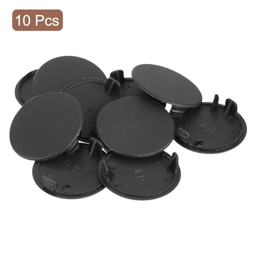 Image of uxcell 10Pcs Hinge Hole Covers, 40mm(1-9 /16 inch) Dia Plastic Concealed Hole Cover Round Flush Type Caps for Furniture Cabinet Cupboard, Black