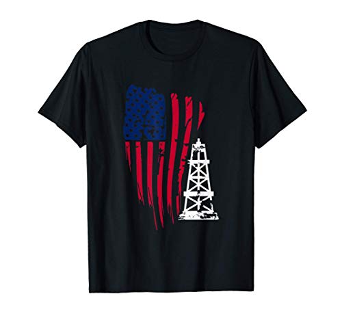 Oilfield American Flag for Roughneck T-Shirt