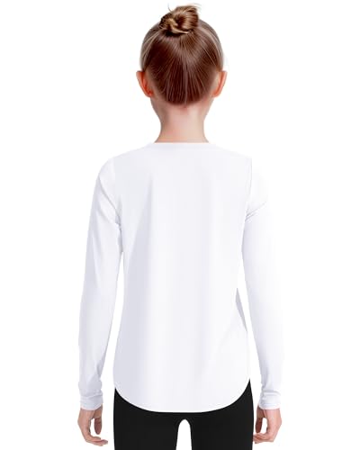JOCMIC Girls Long Sleeve Shirts, Quick Dry Kids Athletic Tops, UPF 50+ Sun Shirt for Hiking Yoga Tennis4