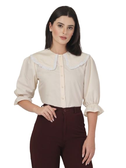 Image of Style Quotient Women Sky Blue Victorian Style Shirt