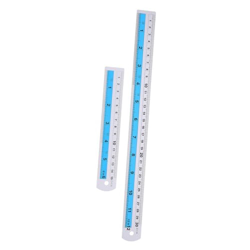 LALAFINA 2個 アルミ合製定規 両面センチ 目盛り付き メトリック定規 建築家 エンジニア用 図面作成に 耐久性と精密さを備えた直尺ツール