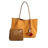 [LeafIn] トートバッグ レディース インナーバッグ付き 大容量 大きめ a4 仕事用 女性 ビジネスバッグ カバン 合成皮革 おしゃれ 横型 丈夫 通勤 出張 通学 旅行用 肩掛け 旅行 536 (イエロー)