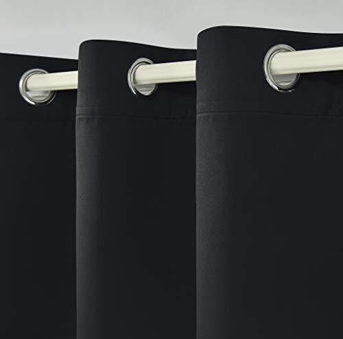 Rain City RC-1LTGR52X18-BLACK Blackout Valances For Windows Treatment 18 Inch Length Solid Thermal Insulated Grommet Top thumb #6