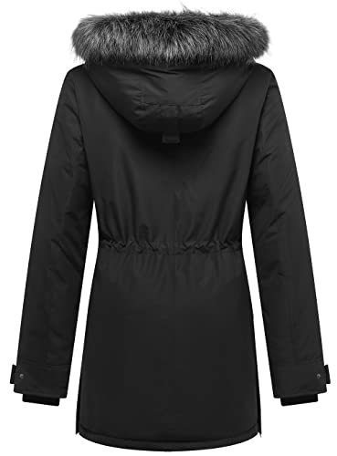 GGleaf Women's Winter Thicken Jacket Quilted Coat Puffer Parka with Faux Fur Trim Hood2