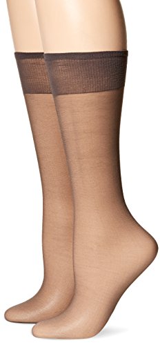 Hanes Silk Reflections Women's 2-Pack Knee High Sandalfoot, Barely Black, One Size