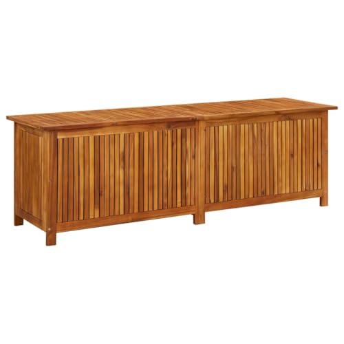aphrophina Patio Storage Box Solid Acacia Wood with Water-Resistant Bag, Ample Storage Space, Outdoor or Indoor Use, 68.9