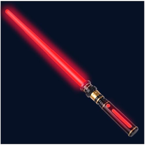 YukiHalu Light Up LED Saber Light Swords with FX Sound and Realistic Handle Expandable Sabre for Halloween Dress Up Parties Birthday Christmas Galaxy War Fighters (Red)
