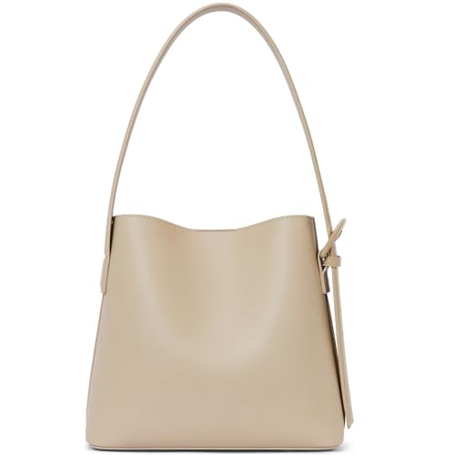 BOSTANTEN Bucket Bag Vegan Leather Shoulder Purses for Women Trendy Adjustable Strap, Khaki