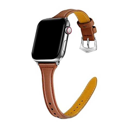 Pulseira Couro Slim Fina, Compatível com Apple Watch (38/40/41, Marrom)