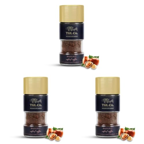 Image of TGL Co. Hazelnut Flavoured Instant Coffee Powder (100 Gm) | Rich & Smooth Taste | Everyday Coffee | Makes 50 Cups (Pack of 3)