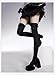 Jilneed Lolita Fashion Thigh High Socks with Bow Women Girls Cosplay Over Knee High Stocking Cutecore Lace Up Frilly Socks (US, Alpha, One Size, Black and Grey)