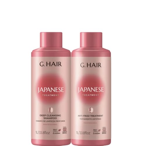 G.Hair Traitement Japonais Professionnel, Kit Anti-Frizz 2x1L, Shampooing Nettoyant Profond et Soin Lissant