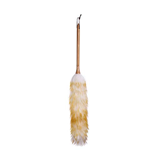 YQBDCKEDU Cleaning Supplies, Set Feather Duster 2 Pack Lambswool Duster, Pure Lambs Wool Duster with Wood Handle, Multifunction Home Officeniture Car Cleaning Tool, 5 Size Handle Dusters/Color/Large